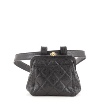 Chanel Vintage Frame Belt Bag Quilted Caviar Small