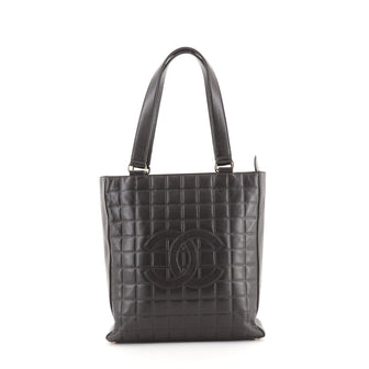 Chanel Chocolate Bar CC Tote Quilted Leather North South