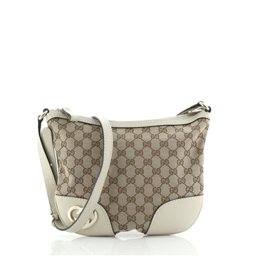 Gucci Lovely Hearts Interlocking G Crossbody Bag GG Canvas with Leather