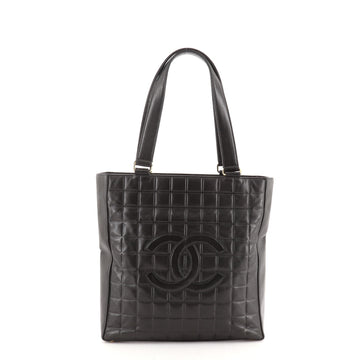Chanel Chocolate Bar CC Tote Quilted Leather North South
