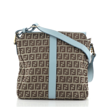 Fendi Vintage Zip Messenger Bag Zucchino Canvas Small