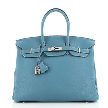 Hermes Birkin Handbag Blue Togo with Palladium Hardware 35