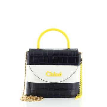 Chloe Aby Lock Bag Crocodile Embossed Leather Small