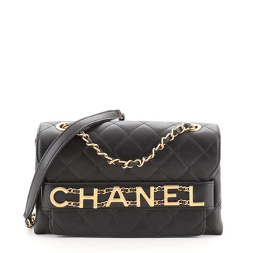 Chanel Logo Enchained Flap Bag Quilted Calfskin Medium