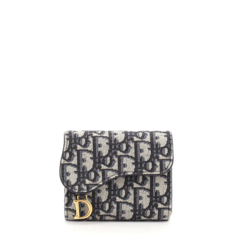 Christian Dior Saddle Flap Wallet Oblique Canvas Mini