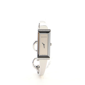 Gucci G-Frame Rectangular Bangle Quartz Watch Stainless Steel with Diamond Bezel 14