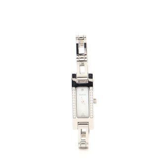 Gucci G-Frame Rectangular Quartz Watch Stainless Steel with Mother of Pearl and Sapphire Crystals 12