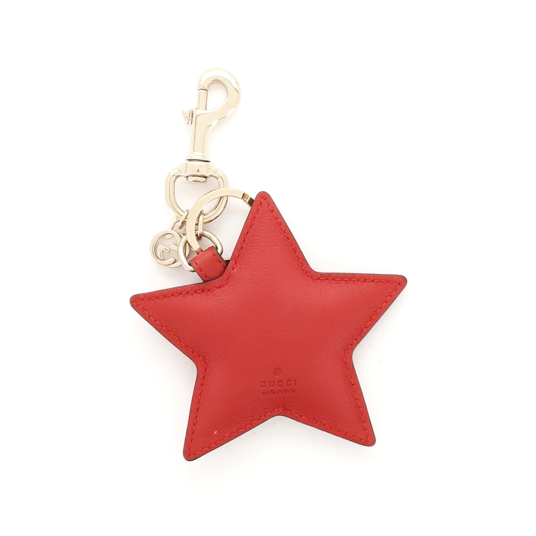 Gucci Monster Star Keychain Microguccissima Leather Red 607463