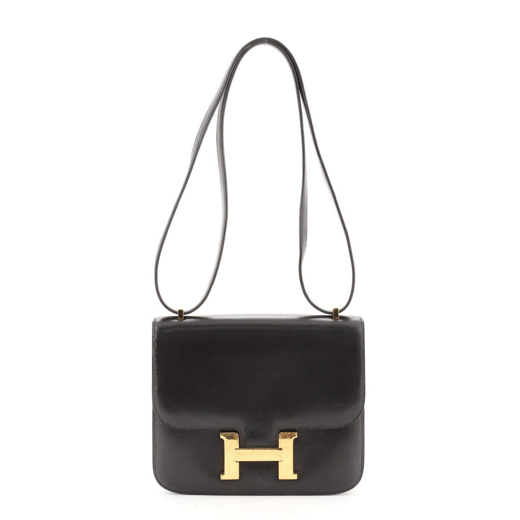 Hermes 29cm Black Calf Box Leather Double Gusset Constance Cartable, Lot  #58081