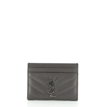 Saint Laurent Classic Monogram Card Holder Matelasse Chevron Leather