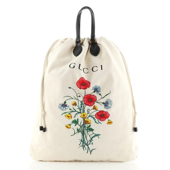 Gucci Drawstring Tote Printed Canvas