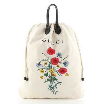 Gucci Drawstring Tote Printed Canvas