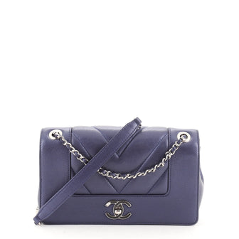 Chanel Mademoiselle Vintage Flap Bag Chevron Sheepskin Small