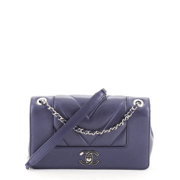 Chanel Mademoiselle Vintage Flap Bag Chevron Sheepskin Small