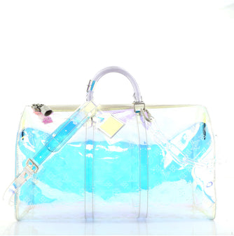 Louis Vuitton Keepall Bandouliere Bag Limited Edition Monogram Prism PVC 50  Clear 609621