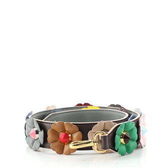 Fendi Flowerland Strap You Shoulder Strap Studded Leather