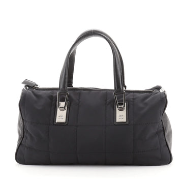 Chanel Square Stitch Boston Bag Quilted Nylon Large