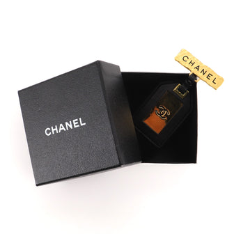 Chanel Vintage Luggage Tag Brooch Leather with Metal