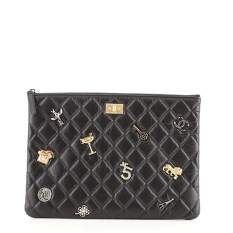 Chanel Lucky Charms Reissue O Case Clutch Quilted Aged