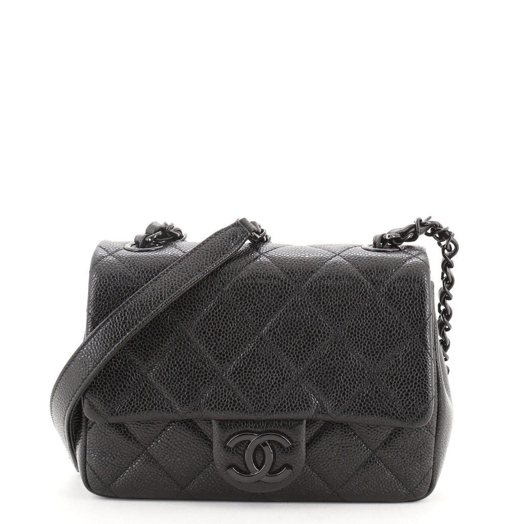 Chanel Incognito Square Flap Bag Quilted Caviar Mini Black 609692