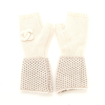 Chanel CC Knitted Fingerless Gloves Cashmere