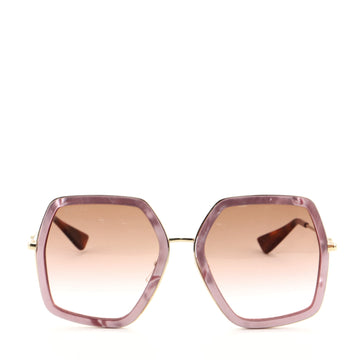 Gucci Hexagon Oversize Sunglasses Metal