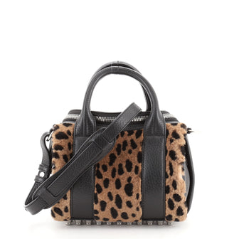 Alexander Wang Rockie Satchel Leather and Printed Fur Mini