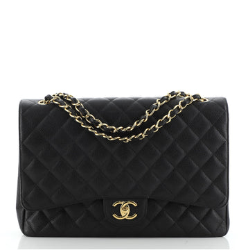 Chanel Classic Double Flap Bag Quilted Caviar Maxi