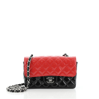 Chanel Bicolor Classic Single Flap Bag Quilted Patent Mini