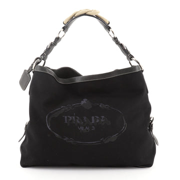 Prada Canapa Hobo Canvas with Leather Medium