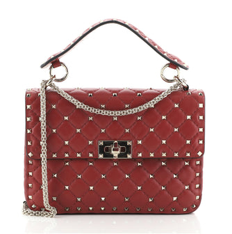 Valentino Rockstud Spike Flap Bag Quilted Leather Medium