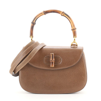 Gucci Vintage Convertible Bamboo Top Handle Bag Leather Small