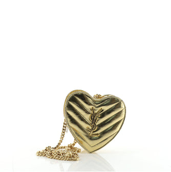 Saint Laurent Love Heart Chain Bag Matelasse Chevron Leather Mini
