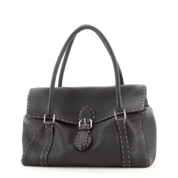 Fendi Selleria Linda Satchel Pebbled Leather Large