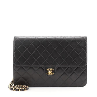 Chanel Vintage Clutch with Chain Quilted Leather Medium