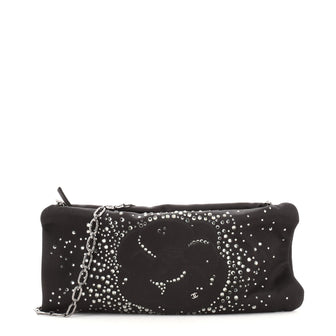 Chanel Camellia Diamante Convertible Clutch Crystal Embellished Satin Small
