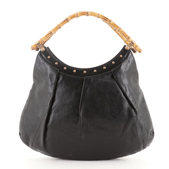 Gucci Vintage Bamboo Hobo Studded Leather Large