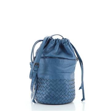 Bottega Veneta Drawstring Bucket Bag Leather and Intrecciato Nappa Small