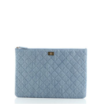 Chanel Reissue 2.55 O Case Clutch Quilted Denim Large