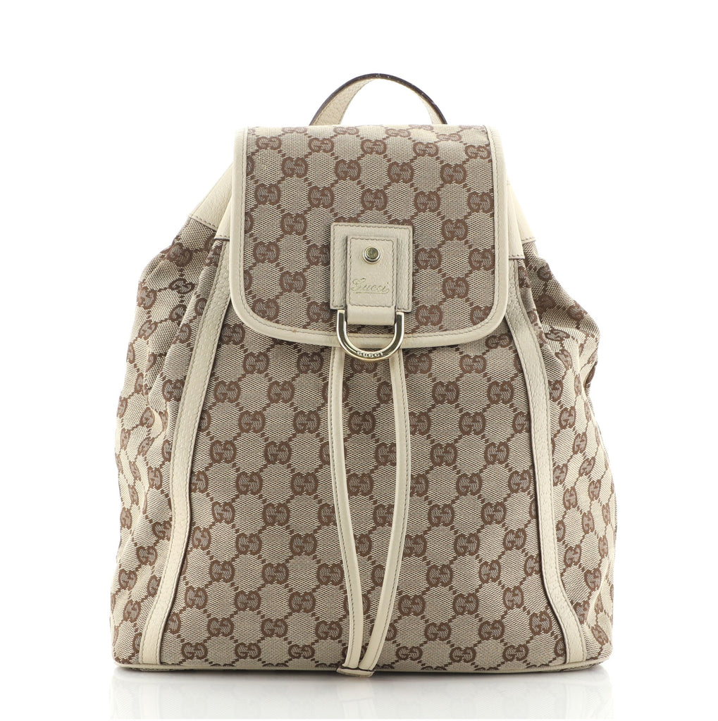 beige abbey leather backpack Gucci Abbey Backpack GG Canvas Brown 61020460