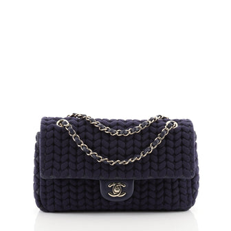 Chanel CC Chain Flap Bag Chevron Knit Jersey Medium