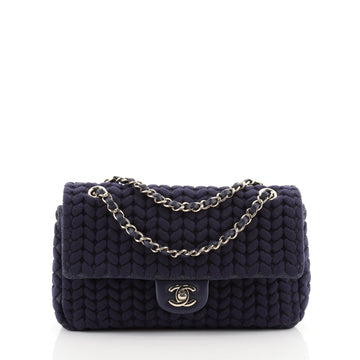 Chanel CC Chain Flap Bag Chevron Knit Jersey Medium