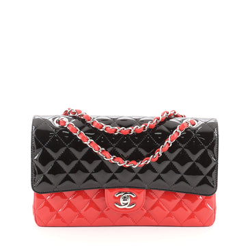 Chanel Bicolor Classic Double Flap Bag Quilted Patent Medium