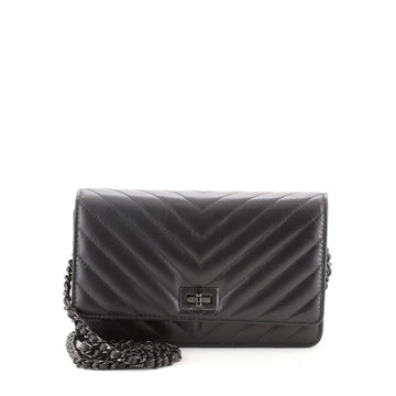 Chanel So Black Reissue Wallet on Chain Chevron Sheepskin