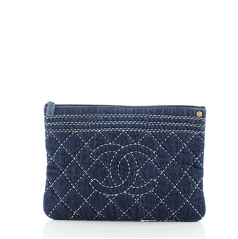 Chanel O Case Clutch Stitched Denim Medium