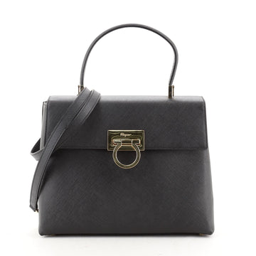 Salvatore Ferragamo Gancini Convertible Top Handle Bag Saffiano Leather Medium