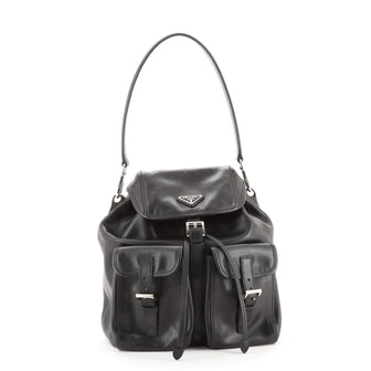 Prada Double Pocket Shoulder Bag Soft Calf Medium