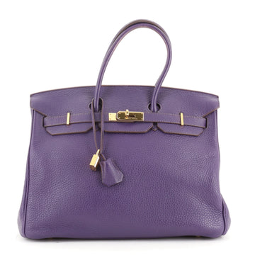 Hermes Birkin Handbag Purple Clemence with Gold Hardware 35