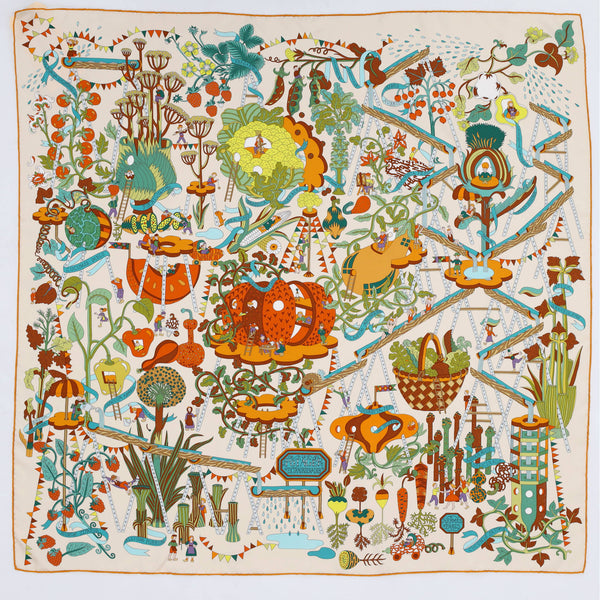Hermes Le Potager Extraordinaire Scarf Printed Silk 90 61020