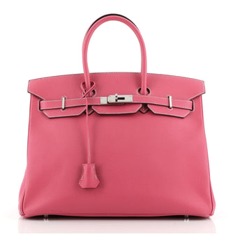 Hermes Birkin Handbag Pink Epsom with Palladium Hardware 35